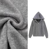 针织开衫 韩系双拉链设计感纯色连帽针织开衫 女简约休闲外贸新款