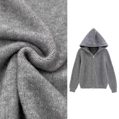 双拉链设计感纯色连帽针织开衫女