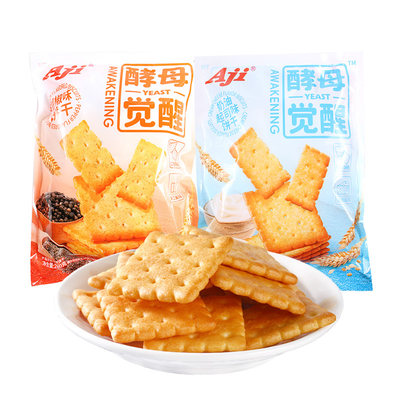 Aji酵母觉醒奶油起士味饼干280g小方形饼干胡椒味