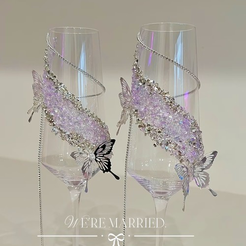 复古流麻蝴蝶水钻链条结婚礼