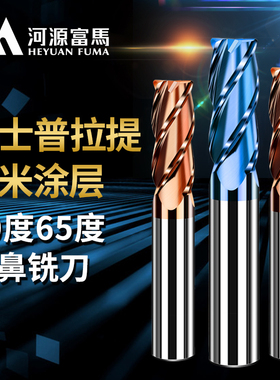 4刃钨钢圆鼻铣刀钢用60度65度CNC数控刀具涂层加长硬质合金牛鼻刀