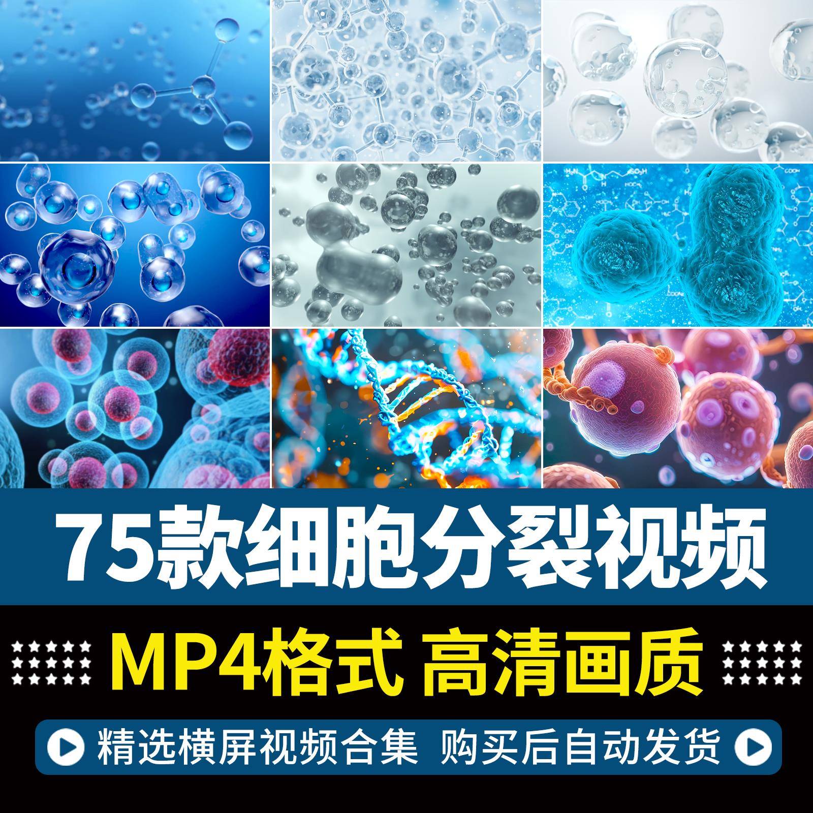 细胞分裂生物科技医疗临床医学病毒抗体动画高清动态背景视频素材