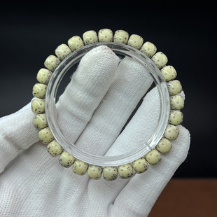 一物一图收藏品石玉骨瓷白7*8桶珠正月细星原生态星月菩提籽单圈