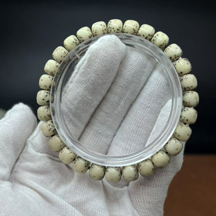 一物一图孤孤品石玉骨瓷白7*8桶珠正月原生态无脱脂星月菩提单圈
