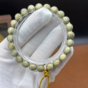 一物一图孤孤品石玉骨瓷白9*9圆珠泉眼大留白同枝星月菩提籽手持