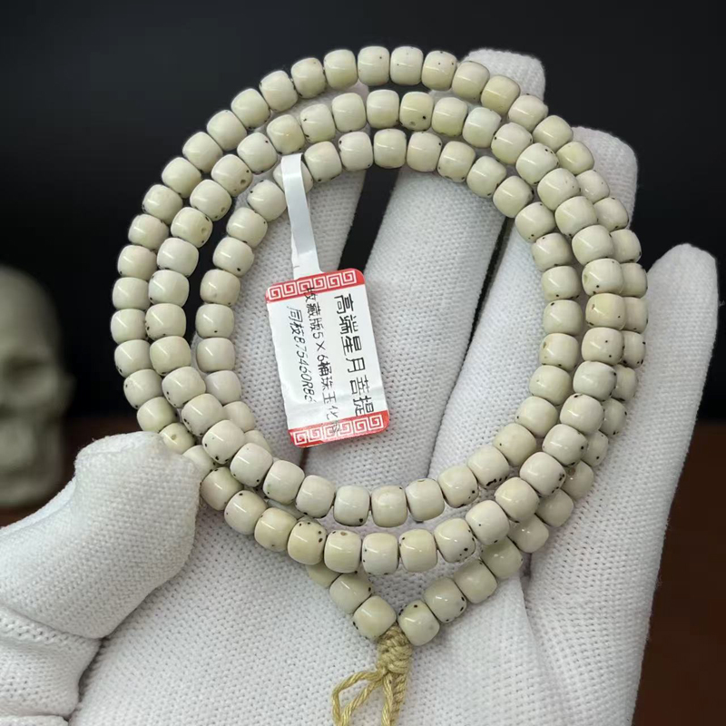 孤孤品5*6桶珠月留白石玉料同枝