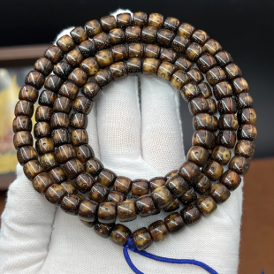 一物一图孤孤品15年老料黑金7*8直切月留白陈籽星月菩提项链天然