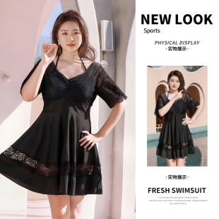 泳装 宽松分体保守显瘦遮肚遮肉大码 200斤 胖mm温泉泳衣女裙式 爆款