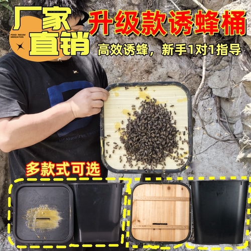 新款诱蜂桶蜜蜂招蜂桶捕蜂器野外收中蜂引蜂工具黑色塑料桶方桶