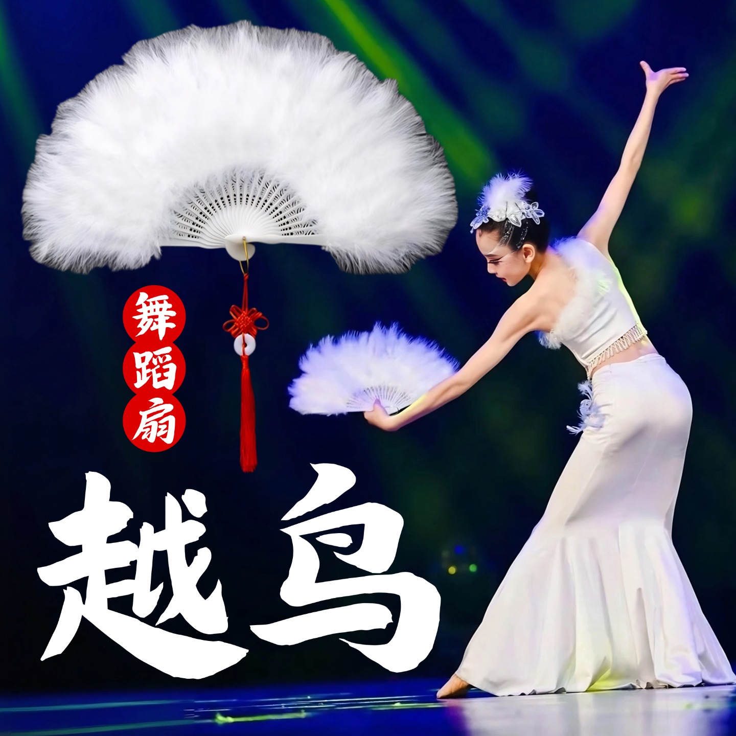 越鸟舞蹈扇子古风手持羽毛折扇