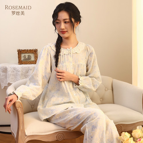 罗丝美纯棉双层纱春夏女睡衣套装