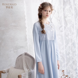Rosemaid 女睡衣19207针织棉镶蕾丝贴花家居服睡裙 罗丝美秋冬新品