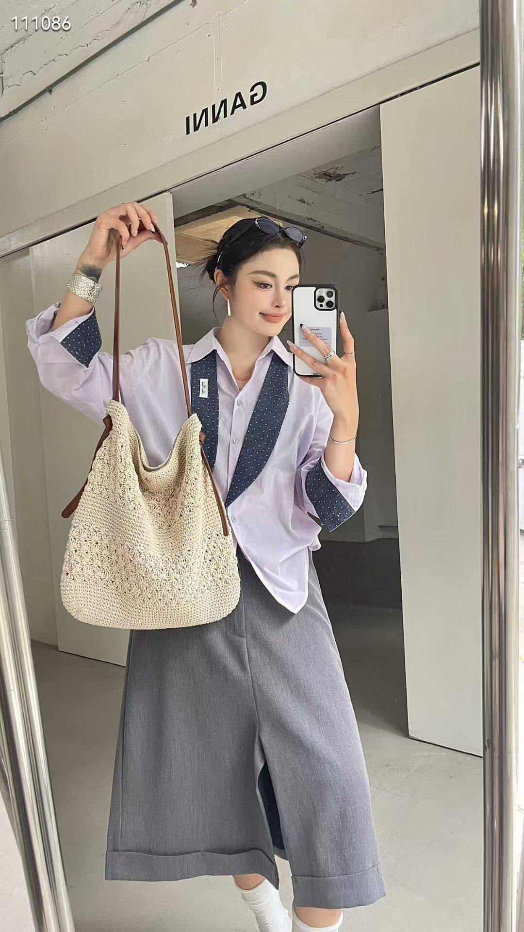 手工编织包时尚休闲大包新款时尚百搭女包单肩包斜挎包腋下包5033
