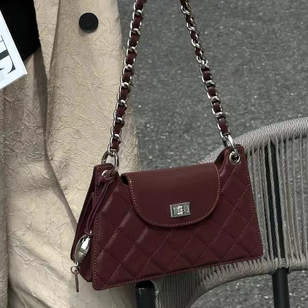 菱格链条包新款女包锁扣百搭单肩腋下包软皮小方包潮流斜挎包2379