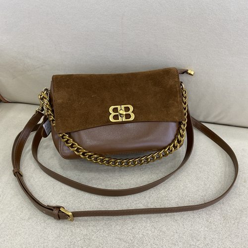 复古磨砂皮链条腋下包2025时尚百搭通勤单肩斜挎包牛皮马鞍包6728