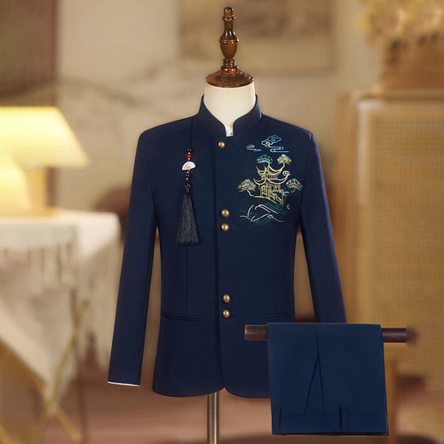 儿童新中式西装中山装男童礼服