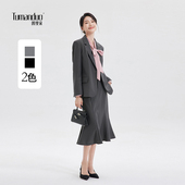 套装 女装 职业面试正装 图曼朵灰色西装 职业装 通勤气质西服外套套裙