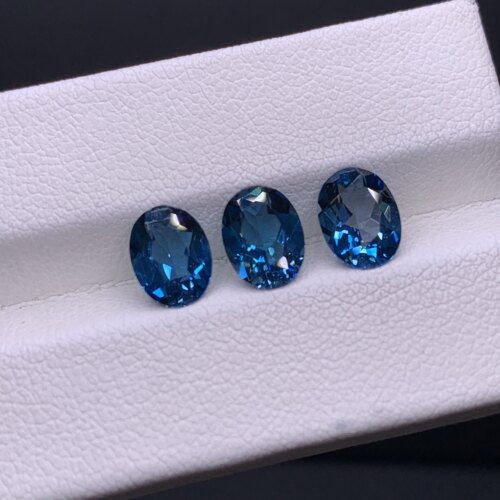 天然伦敦蓝托帕石裸石6x8mm可镶嵌18k金银戒指吊坠耳坠等单粒售价