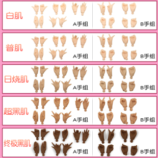 ICY DBS小布娃娃白肌普肌日烧肌超黑肌19关节手组多样手势