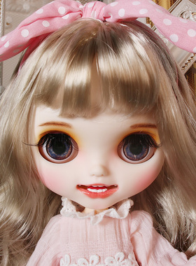 ICY DBS小布娃娃开嘴笑脸银灰色长卷发19关节改妆成品套装裸娃