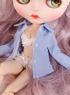 ICY DBS小布娃娃衣服条纹衬衫性感蕾丝套装azone丽佳ob24娃衣