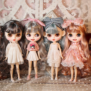ICY 女孩玩具洋娃娃礼物 DBS小布娃娃开嘴笑脸磨砂改妆成品套装