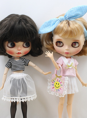 ICY DBS小布娃 新款短袖裙子头饰套装2款入azone丽佳小布衣服