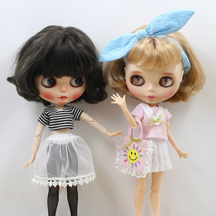 ICY DBS小布娃 新款短袖裙子头饰套装2款入azone丽佳小布衣服