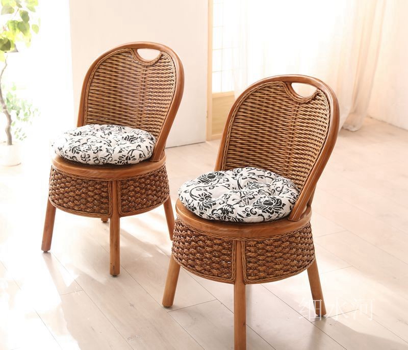 天然真藤编阳台靠背椅休闲座椅圆桌单人餐椅圆凳子家用小椅子实木,住宅家具,阳台椅,淘宝优惠券,粉丝福利购,淘宝优惠卷