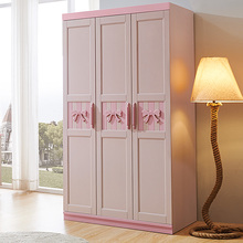 北欧全实木衣柜组装两门全实木粉色衣柜三门儿童衣柜简约大衣橱
