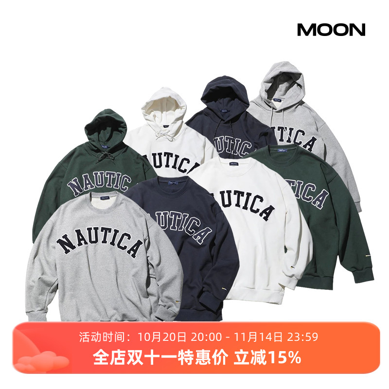 现货NAUTICA JAPAN Basic Heavy Sweat Arch Logo长谷川帽衫卫衣