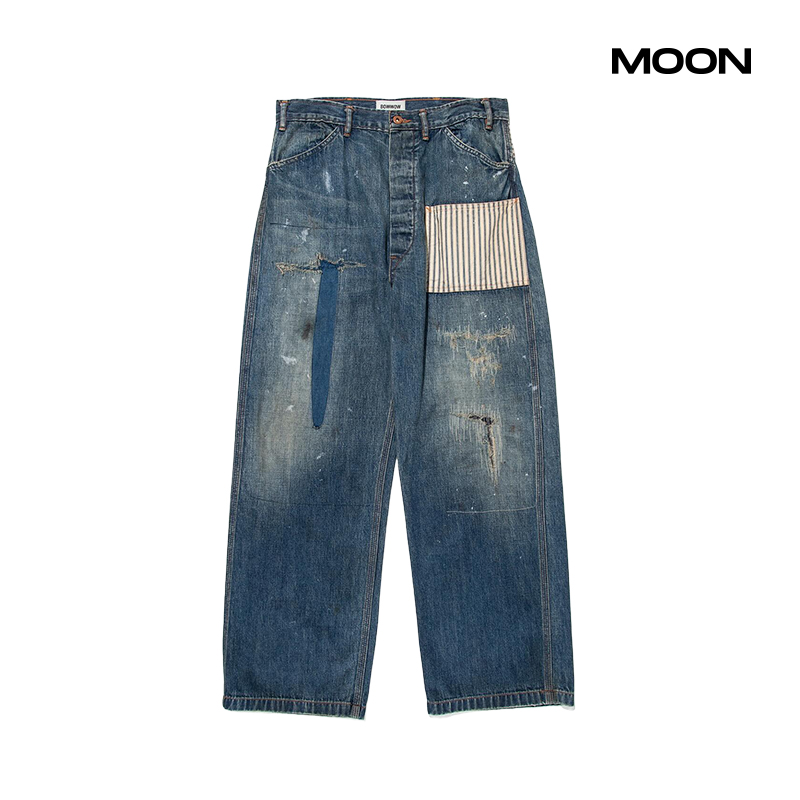 BOWWOWLAPDPRISONER拼接牛仔裤