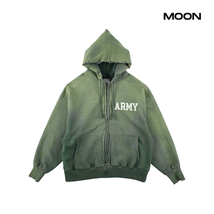 现货 BOWWOW ARMY ZIP HOODIE AGED 水洗做旧开衫连帽卫衣 25FW