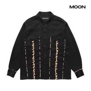 现货 WACKO MARIA WESTERN SHIRT L/S TYPE-3 竖条豹纹衬衫24FW
