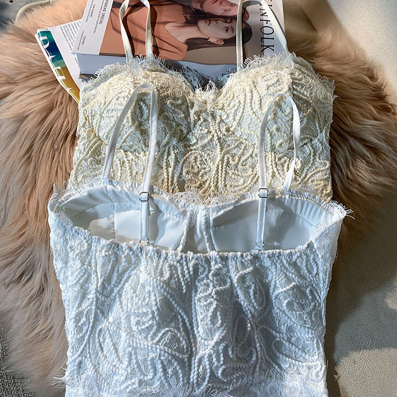 V领蕾丝吊带小背心女秋季西装内搭外穿打底裹胸设计感打底上衣