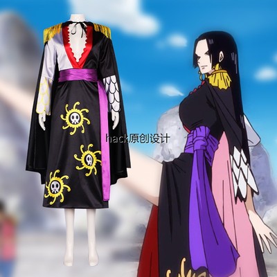 海贼王蛇姬cos服女帝波雅汉库克和风黑色套装cosplay和服长裙女服