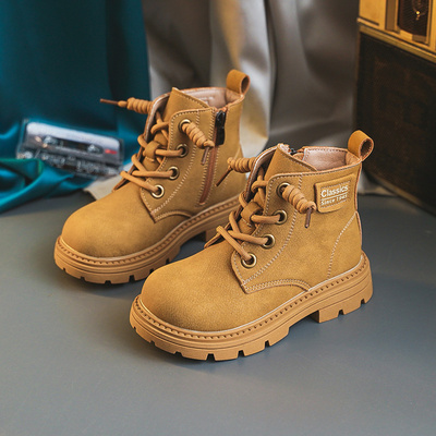 马丁靴男童秋冬新款皮靴