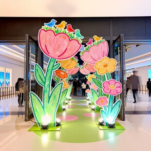 春季花朵装置PVC花美陈商场DP点艺术展橱窗氛围场景布置道具摆件