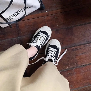 葡萄妈studio小圆头可踩跟系带低帮休闲风帆布鞋女夏2024新款