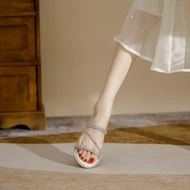 平底水钻凉鞋女夏季新款外穿仙女百搭大码4142一鞋两穿罗马凉拖鞋