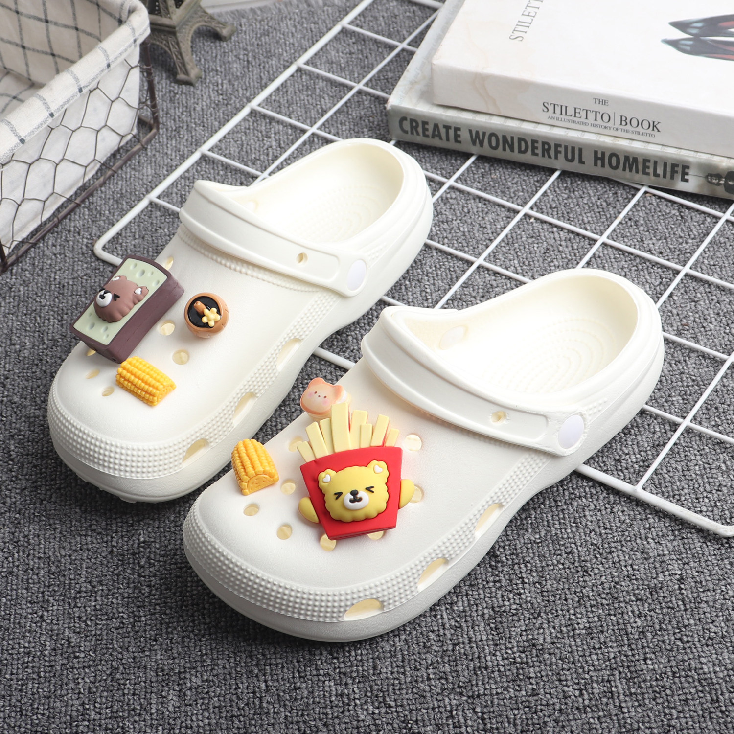 夏季卡通薯条洞洞鞋女EVA防滑沙滩鞋可爱外穿轻便凉拖鞋,女鞋,洞洞鞋,淘宝优惠券,粉丝福利购,淘宝优惠卷