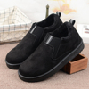 冬天加厚中老年靴子男防滑保暖送长辈爸爸毛毛棉鞋厚底耐磨短靴男