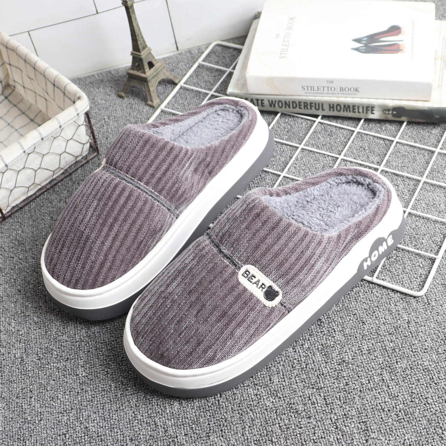 韩版加大码加肥棉拖保暖绒棉拖鞋