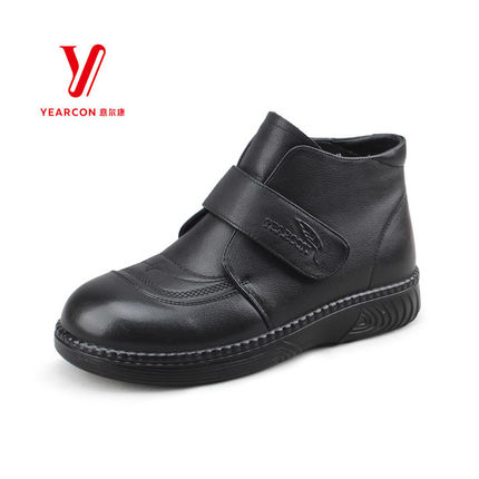 意尔康SSSS冬季新款女鞋时尚真皮加绒魔术贴妈妈短靴S764AM07155X