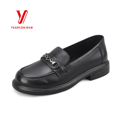 意尔康SSSS秋季新款女鞋时尚百搭英伦乐福鞋真皮皮鞋S562AB05107Y