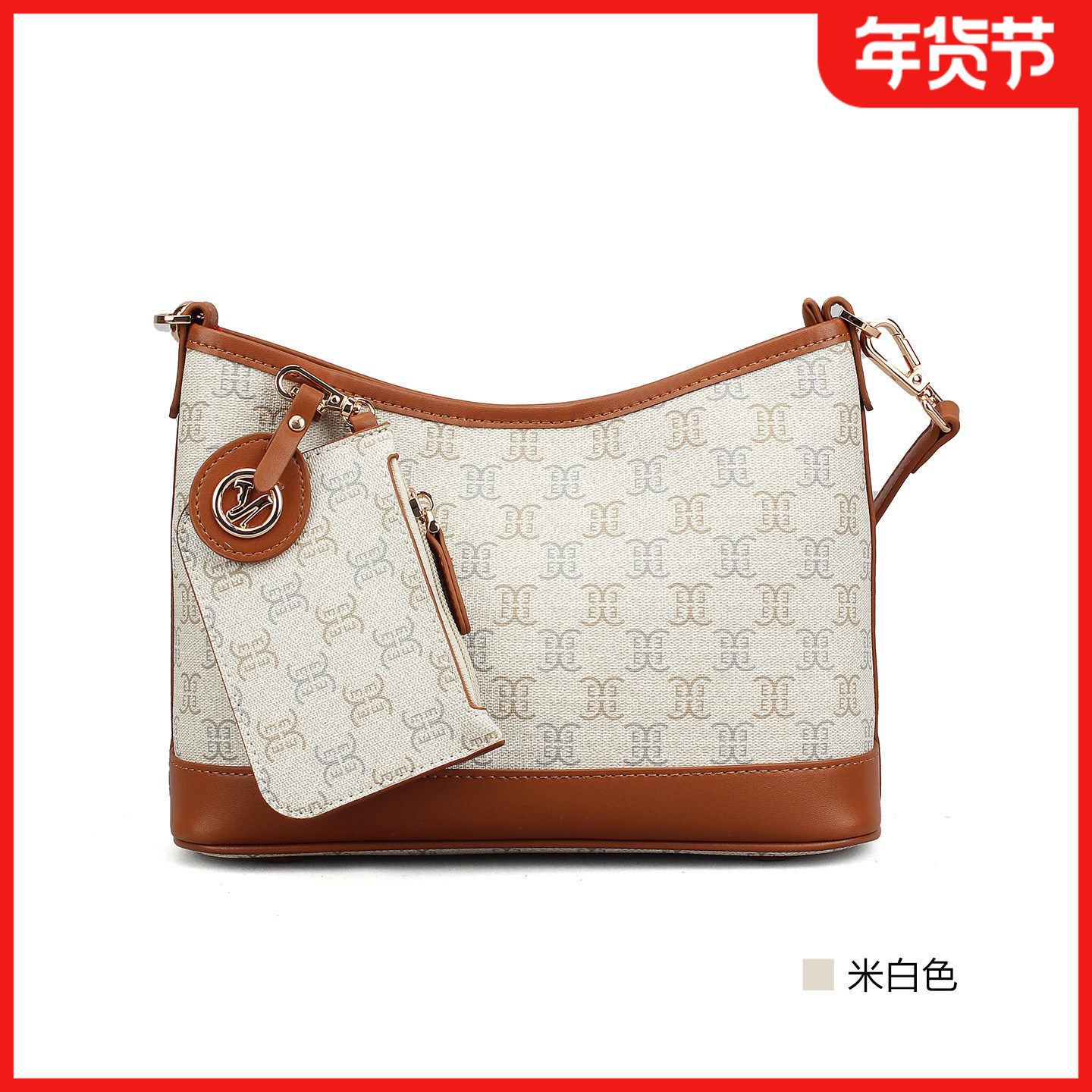 意尔康女包2026春季新款时尚休闲印花女士包包单肩斜挎包61Y29002