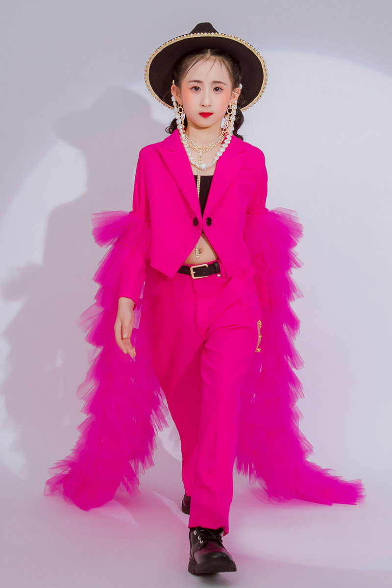 薇设计时装周新款模特走秀玫红色潮服礼服总决赛演出服气质租赁女