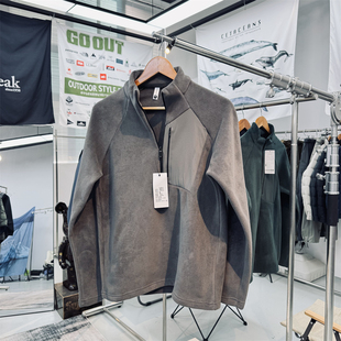 大牌平替套头立领半拉链户外保暖中间层男女通用双面奥粒绒抓绒衣