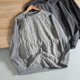 ACG平替!格纹绗缝内里夹棉斜拉链开襟男士户外机能圆领套头卫衣