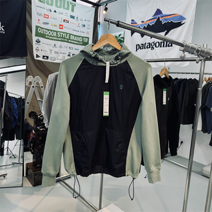 0素家平替 户外山系运动休闲连帽卫衣 梭织面料拼接全棉毛圈女装